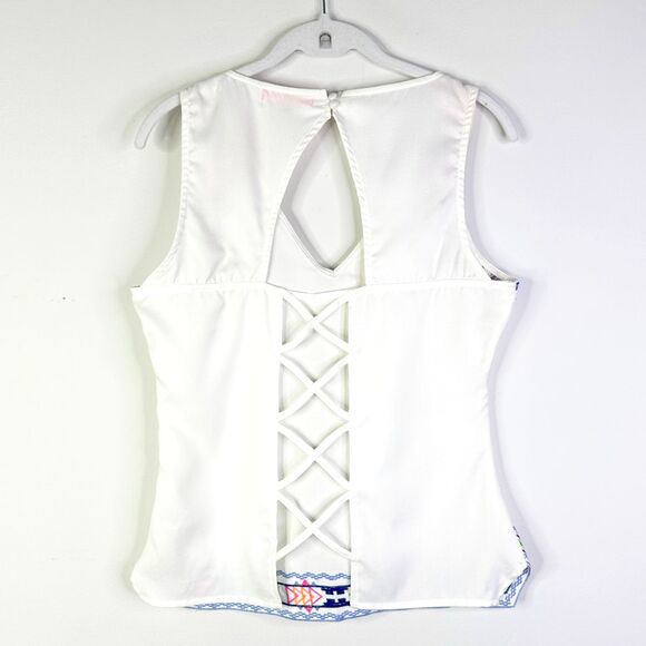 Lulumari Anthropologie Top Women L White Embroidered Sleeveless Open Back NWOT - Picture 4 of 9